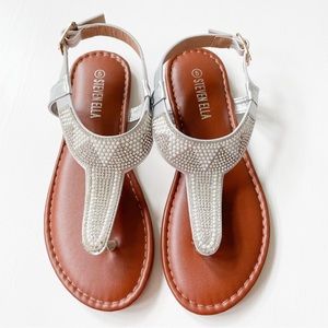 Steven Ella Silver Rhinestone Sandals B16217